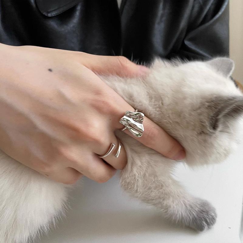 Irregular Ring Female Niche Design Personality Simple Tide High Sense Cold Wind Stacking Wearing Combination Ring Female