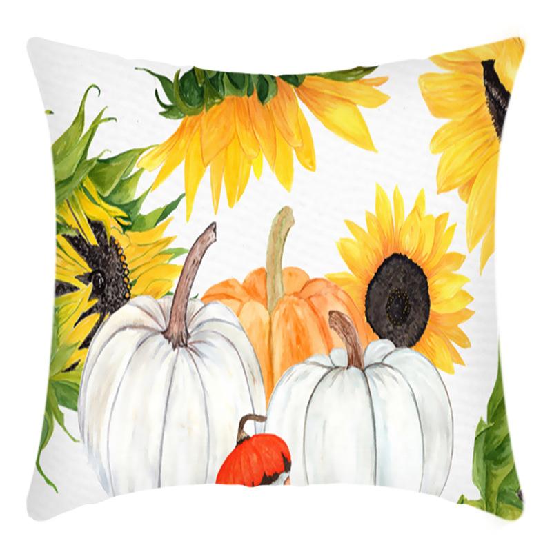 New Thanksgiving Series Pillow Cover Letter Sunflower Print Cushion Home Sofa Cushion Cover