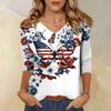Womens V Neck Shirt 3 4 Sleeve Casual Loose Fit Floral Print Blouse Lightweight Comfortable Top for Everyday Wear