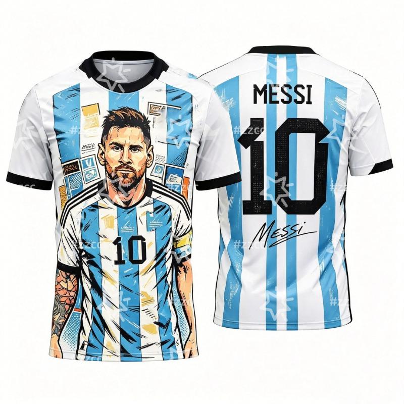 Messi Nummer 10 voetbalshirt fan herdenkingscadeau Zomer Sport Heren T-shirt