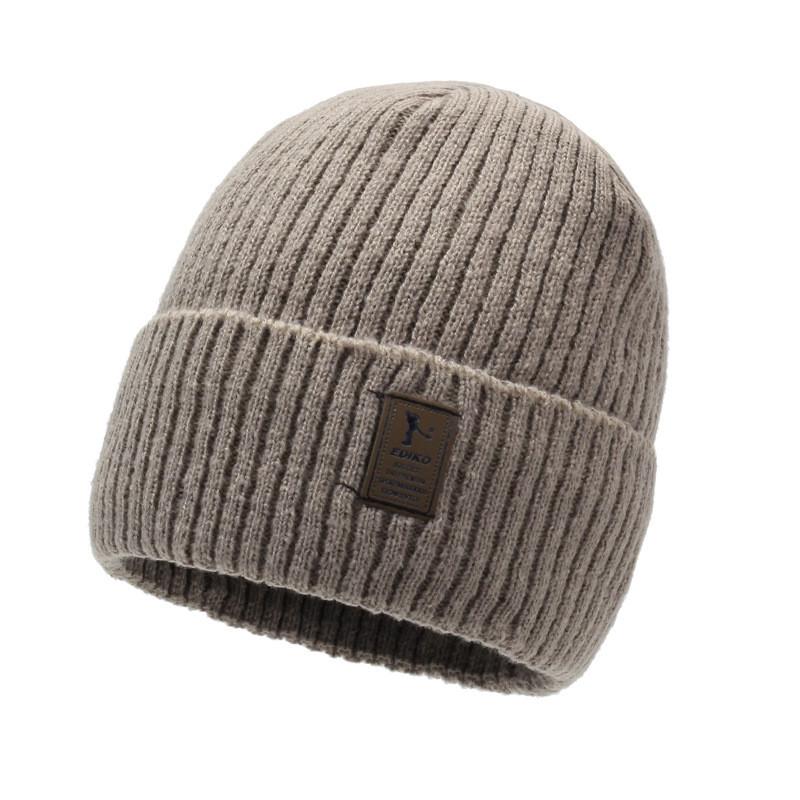 Knitted Hat For Men With Letter R Design Warm Windproof Winter Cap For Casual Style