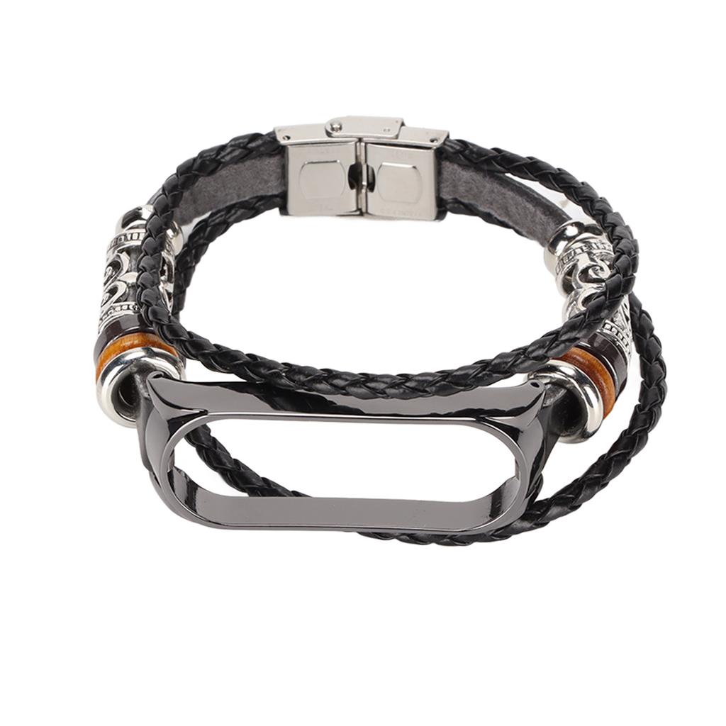 Leather Strap Compatible for Xiaomi Mi Band 6 Bracelets Ethnic Style Retro Watch Band Wristbands