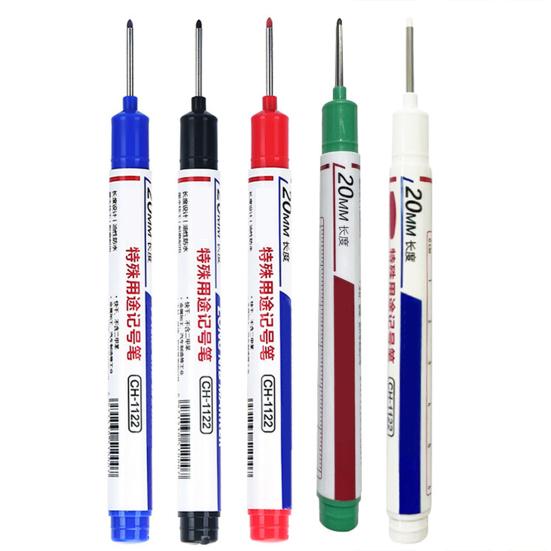 5 ks Značkovače s dlouhými otvory pro tesařské inkoustové popisovače Rychleschnoucí Vodotěsné barevné tesařské pera Nástroje na značení