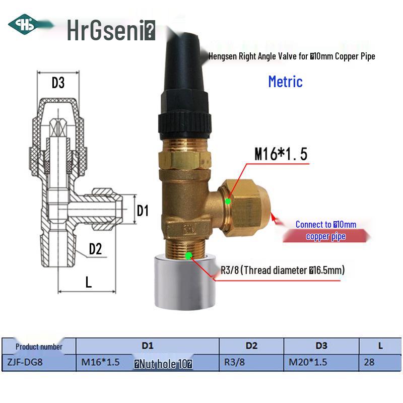 Refrigeration Equipment Right Angle Copper Valve: 6-19 Manual Stop Valve for Air Conditioning Liquid Storage