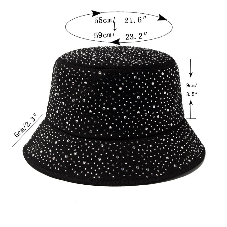 Nuovo Cappello a Secchiello Y2k Estivo Moda Donna Strass Cappellino Per Signore Visiera Cotone Cappelli Panama Casual Primavera Autunno Cappelli da Pescatore