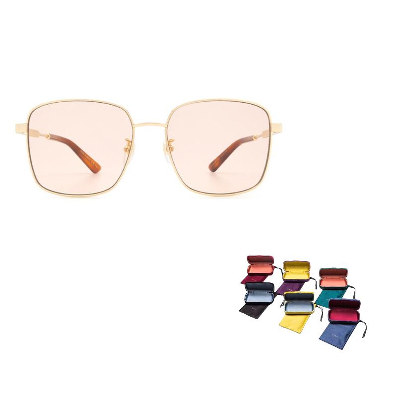 Gucci Brown Rectangular Frame Sunglasses 58mm Round Women Sunglasses Gold GG0852SK-005