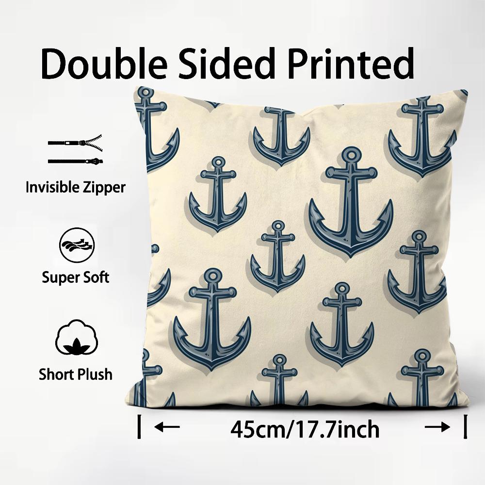 Navy Patterns Luxury Cushion Cover Plush Fabric Soft DoubleSided Printed Sofa Warm Winter Home Child Gift Pillow Case