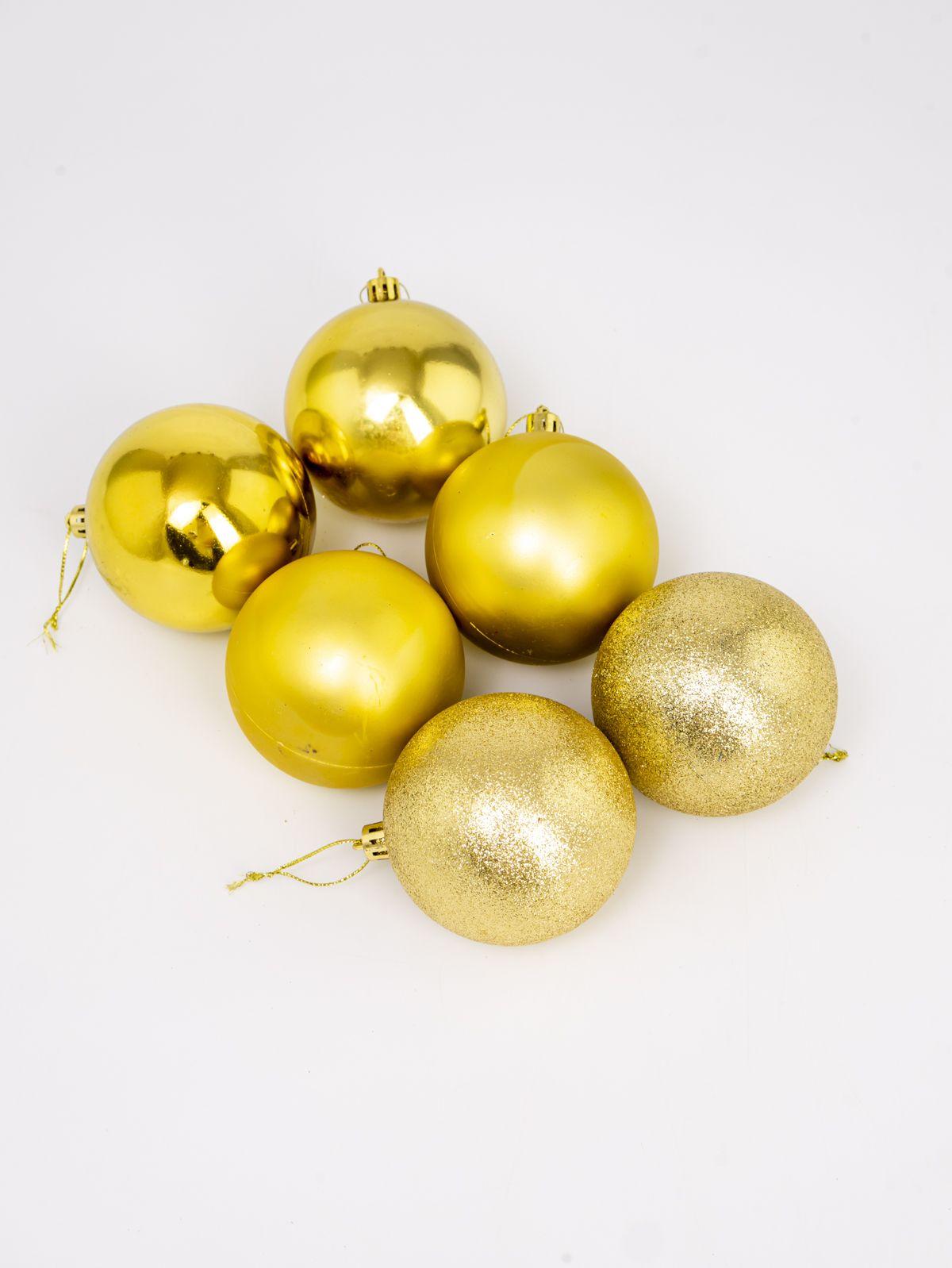 

Гальванизированные глянцевые рождественские шары, Пластиковые рождественские шары, Рождественские пластиковые шары-украшения One Size золотой