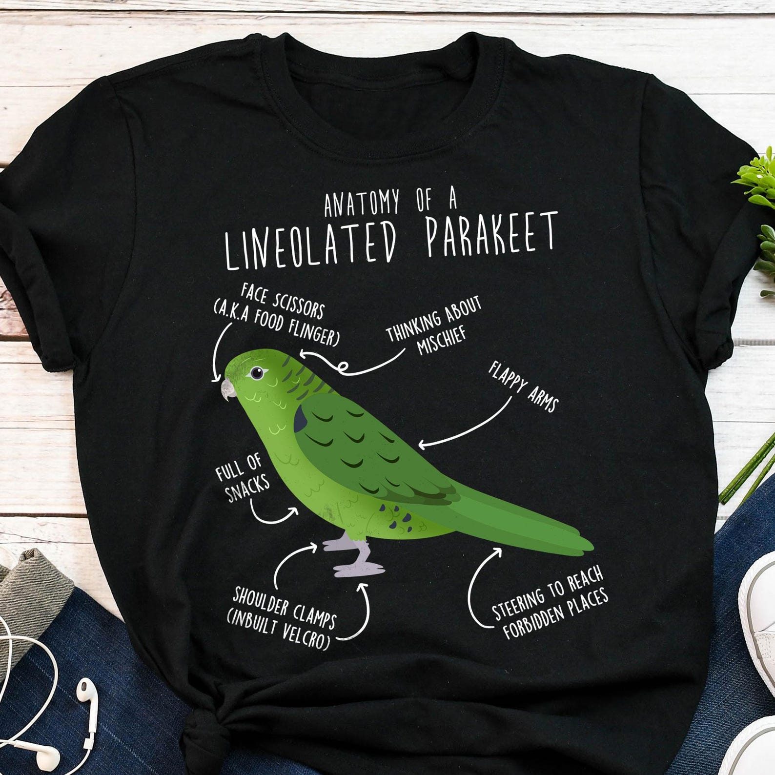 Lineolated Parakeet Shirt, Green Linnie, , , Funny Bird Lover Gift, Cute Barred Parakeet T-shirt Parrot Tshirt Pet Tee Mom Dad 100
