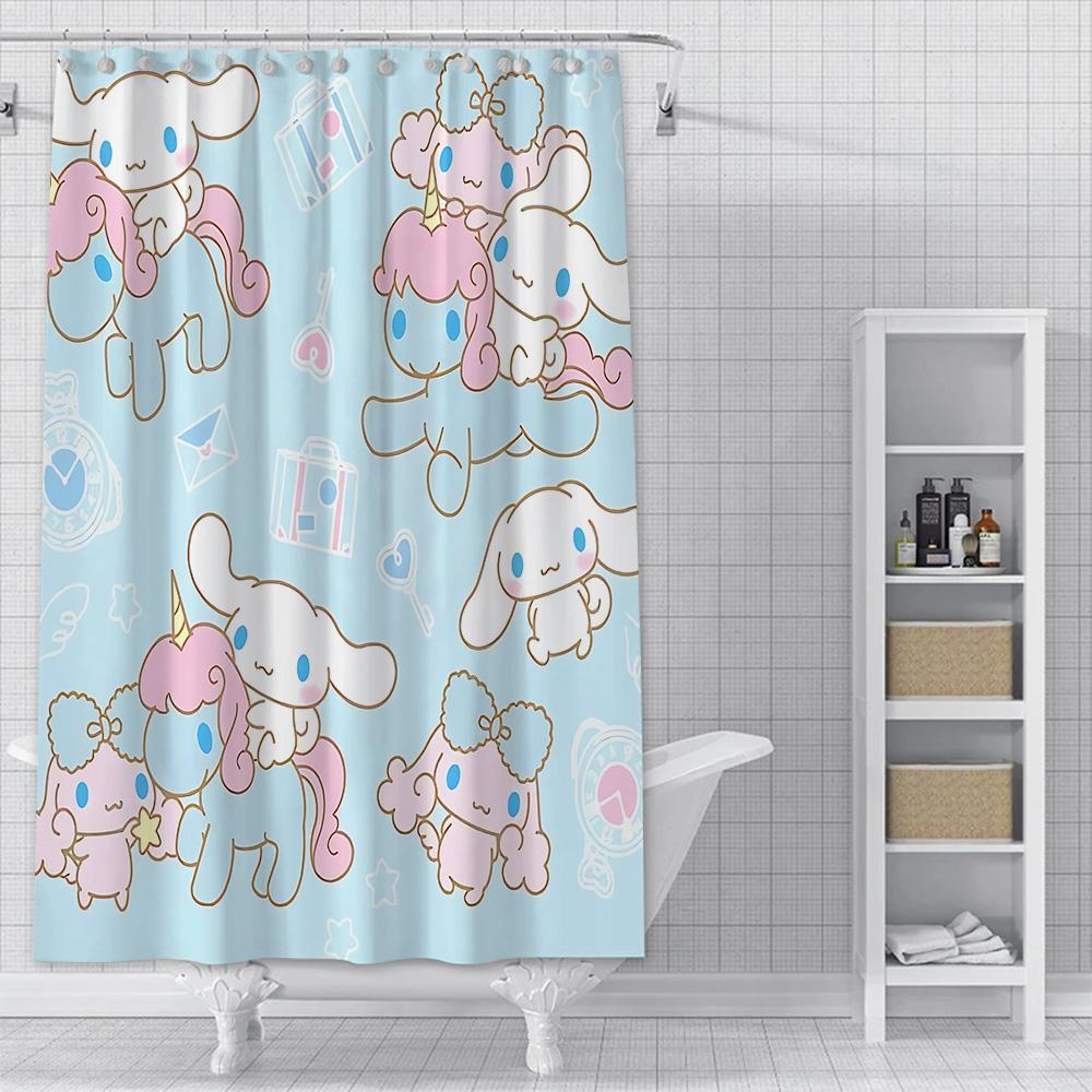 

Милая мультяшная шторка для душа C-Cinnamoroll Водонепроницаемая полиэстеровая ткань Краска Красочные шторки для ванной Занавеска с крючком YL90x180cm