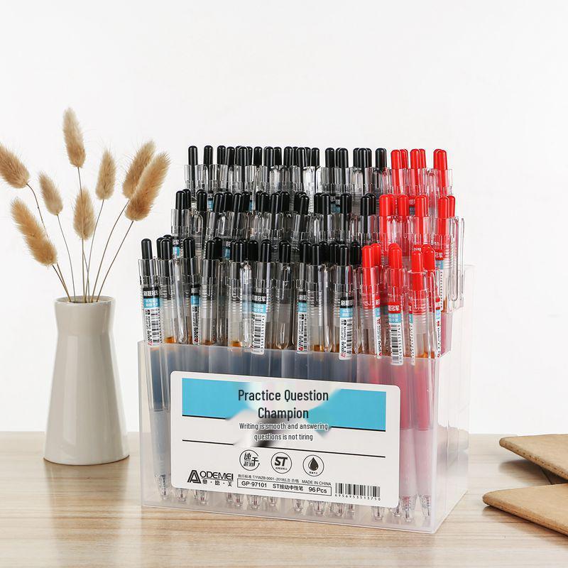 96-Piece Press-Type Neutral Pens Set | 0.5mm ST Needle Tube | Black & Red for Students and Office Use