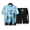 Men's Casual Sport Ice Silk Suit Printed Sweatshirt Sweatpants Outdoor Jogging Sports Basketball Training Fitness 2 Piece Suit