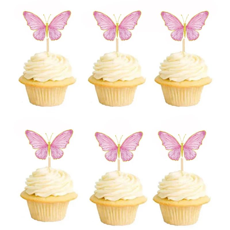 Butterfly Cupcake Toppers Baby Shower Party Decor Butterfly Cake Topper Picks Decor Girls Women Birthday Party Wedding Decor