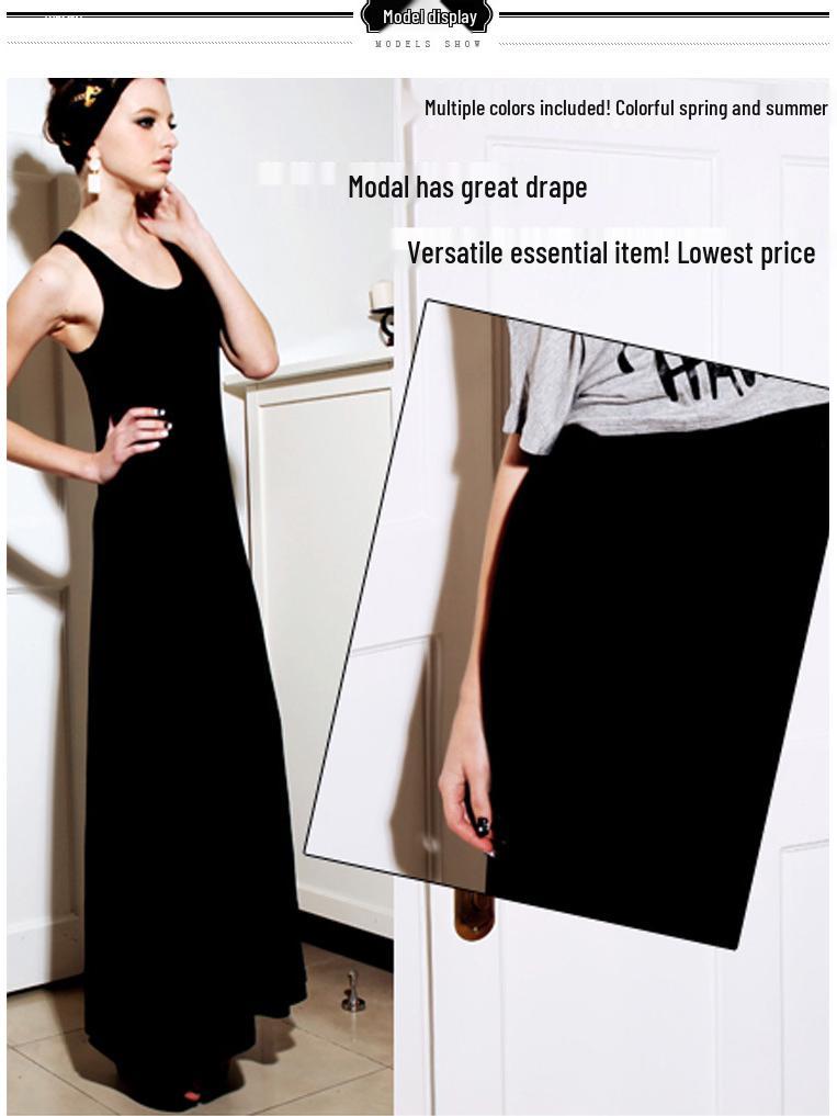 Women's Plus Size Spaghetti Strap Loose Modal Long Beach Dress