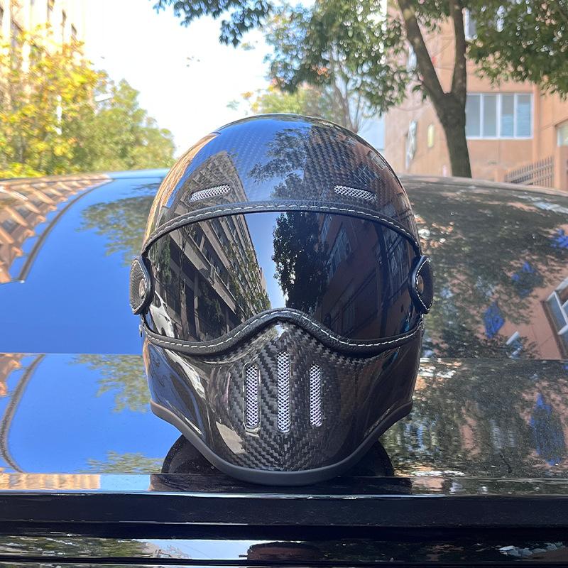 Pig Nose Fiberglass Small Helmet Body Retro Locomotive Motorcycle Helmet Cruise Locomotive Full Helmet Four Seasons Men and Women Ride