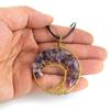 Hand-Wound Natural Gravel Crystal Pure Copper Curved Tree Of Life Pendant Necklace N43