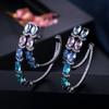 WWJ New Fashion Design Black Golden Color Bohemian Multicolor Zircon Double Hoop øredobber