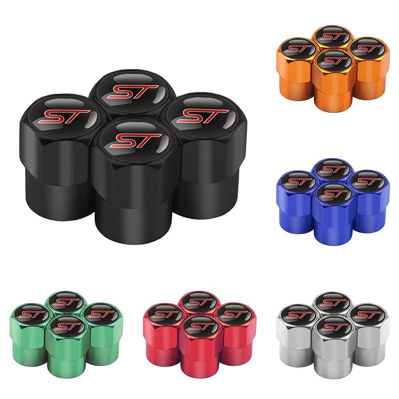 Hnltu4 4pcs Car Wheel Tire Valve Stem Caps Airtight Cover For Ford ST Line Focus Mondeo Fiesta Kuga Ranger MK2 MK3 MK4 Tyre Accessories