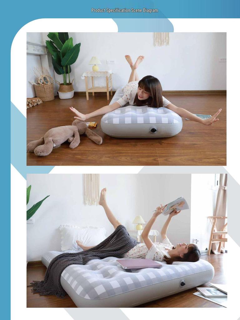 JILONG Double Size Inflatable Air Mattress with Flocked Surface for Home and Outdoor Use