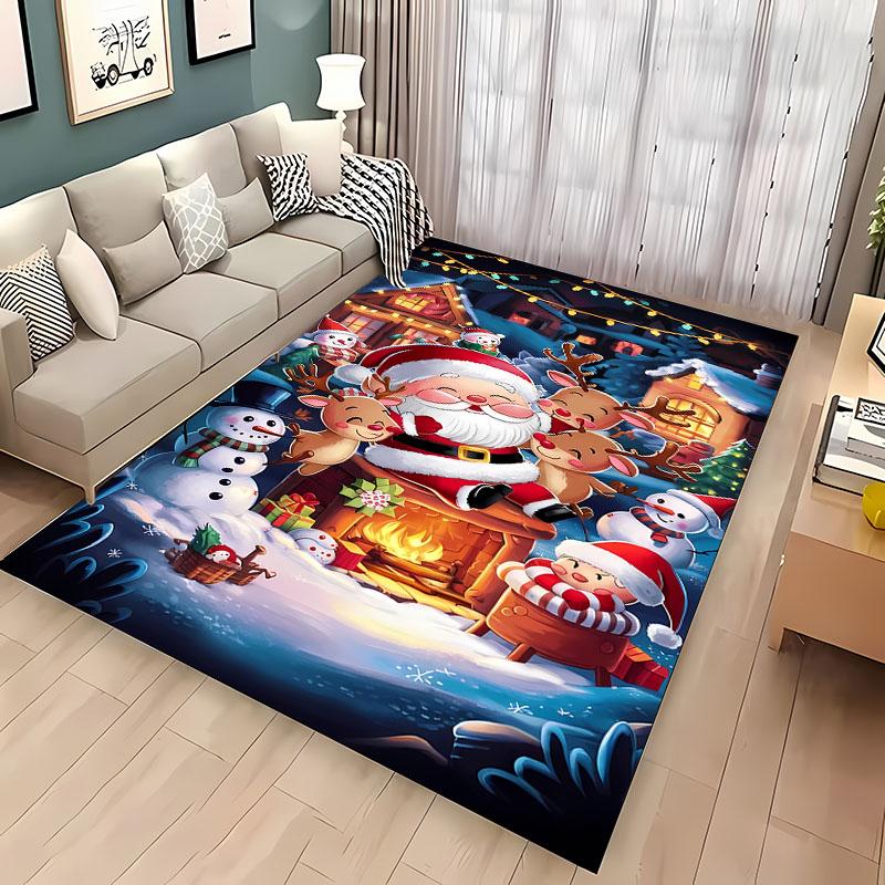 Funny Santa Claus Merry Christmas Carpet for Home Living Room Kid's Bedroom Sofa Doormat Kitchen Floor Rugs Anti-slip Decor Gift