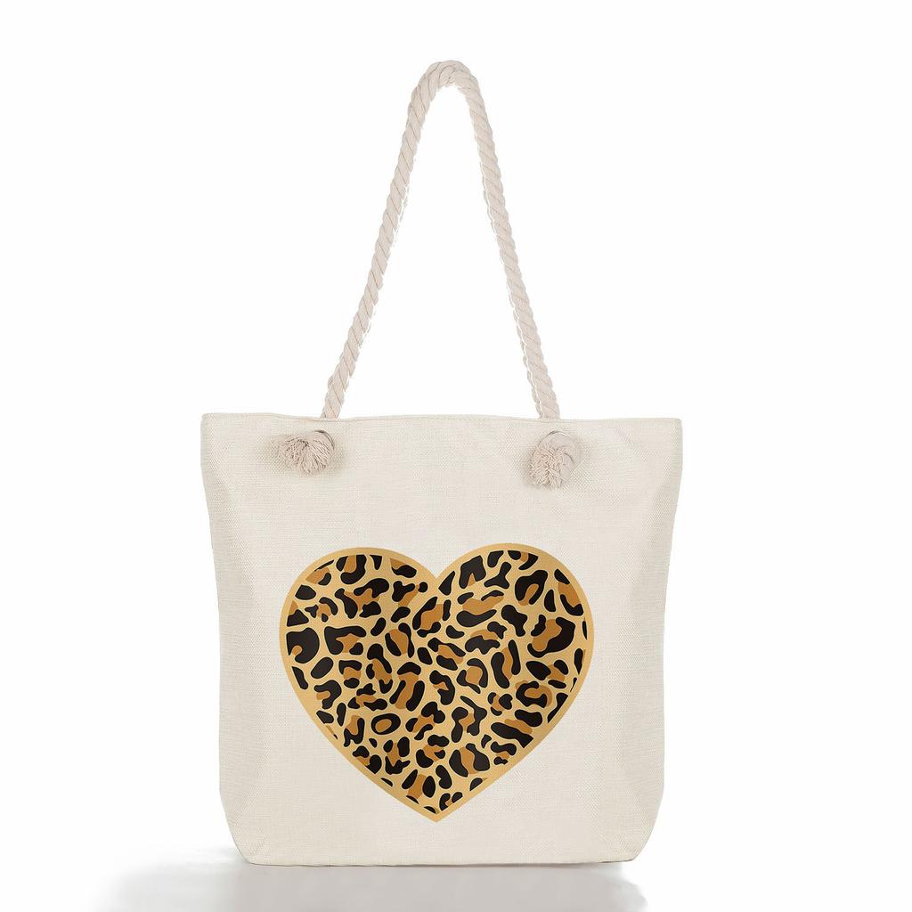 Leopard Print Print Thick Rope Single-shoulder Beach Bag 7276 CLE