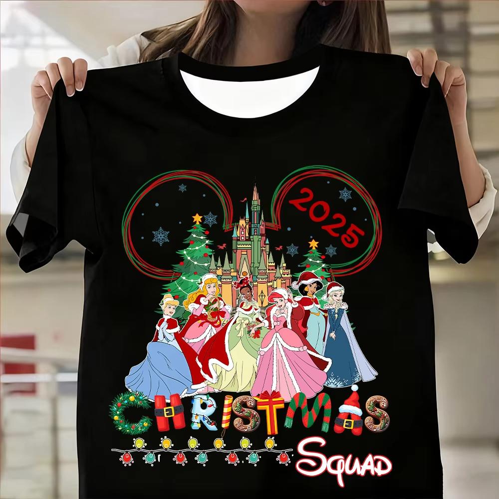 Princess Christmas Printed Top Womens Summer Breathable Oversized Tshirt Sportswear Fashion Y2k Style Short Sleeve