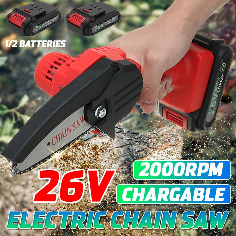 2PCS Lithium Battery Cordless Electric Pruning Saw 26V Rechargeable Mini Electric Saws Woodworking Electric Saw Garden Logging New