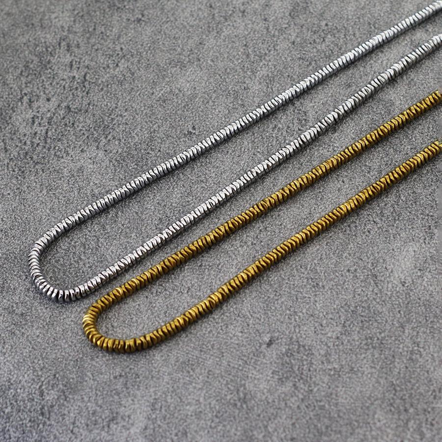 Minimalist 4mm Beads Hematite Stone Healing Necklace For Men 19 Inches Vintage Silver Gold Color Short Collar Casual Accessories
