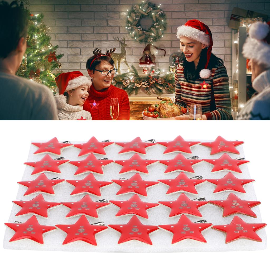 25 Stücke Fünfzackigen Stern Geformt LED Brosche Weihnachten Pin Abzeichen für Kinder Geschenk Party Favors