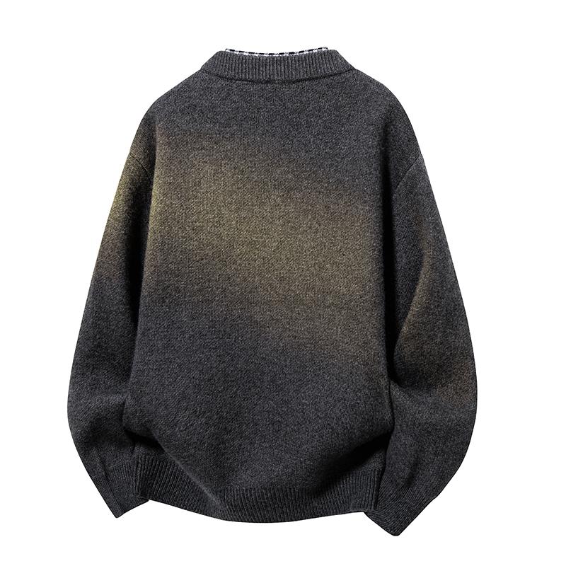Loose Stand-up Collar Fake Two-piece Sweater Men's Sweater Men's Cardigan Men's Coat Men's Sweater