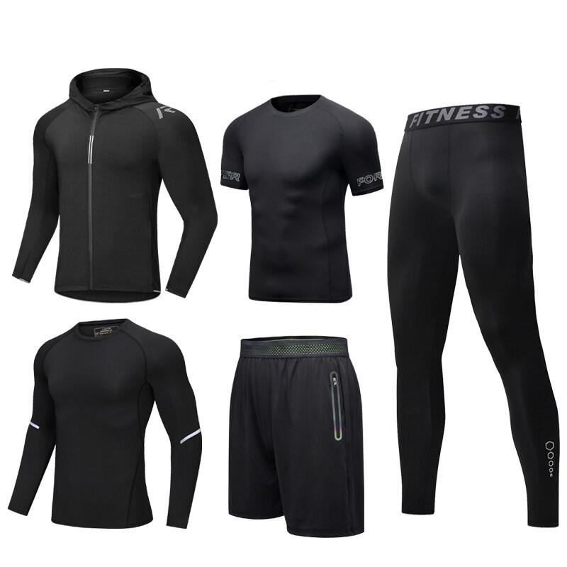 Men's Breathable Fitness Clothing Set - Tight-fitting, Sweat-wicking Training Gear for Running and Gym (Spring & Autumn).