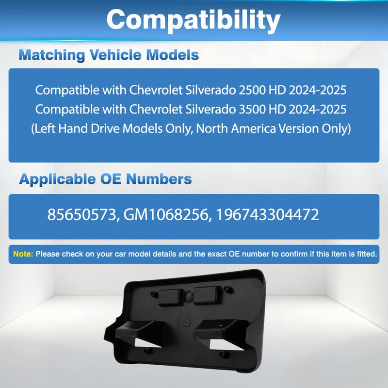 Car Front Bumper License Plate Bracket Frame Mounting Holder For Chevrolet Silverado 2500 3500 HD 2024-2025 85650573 GM1068256