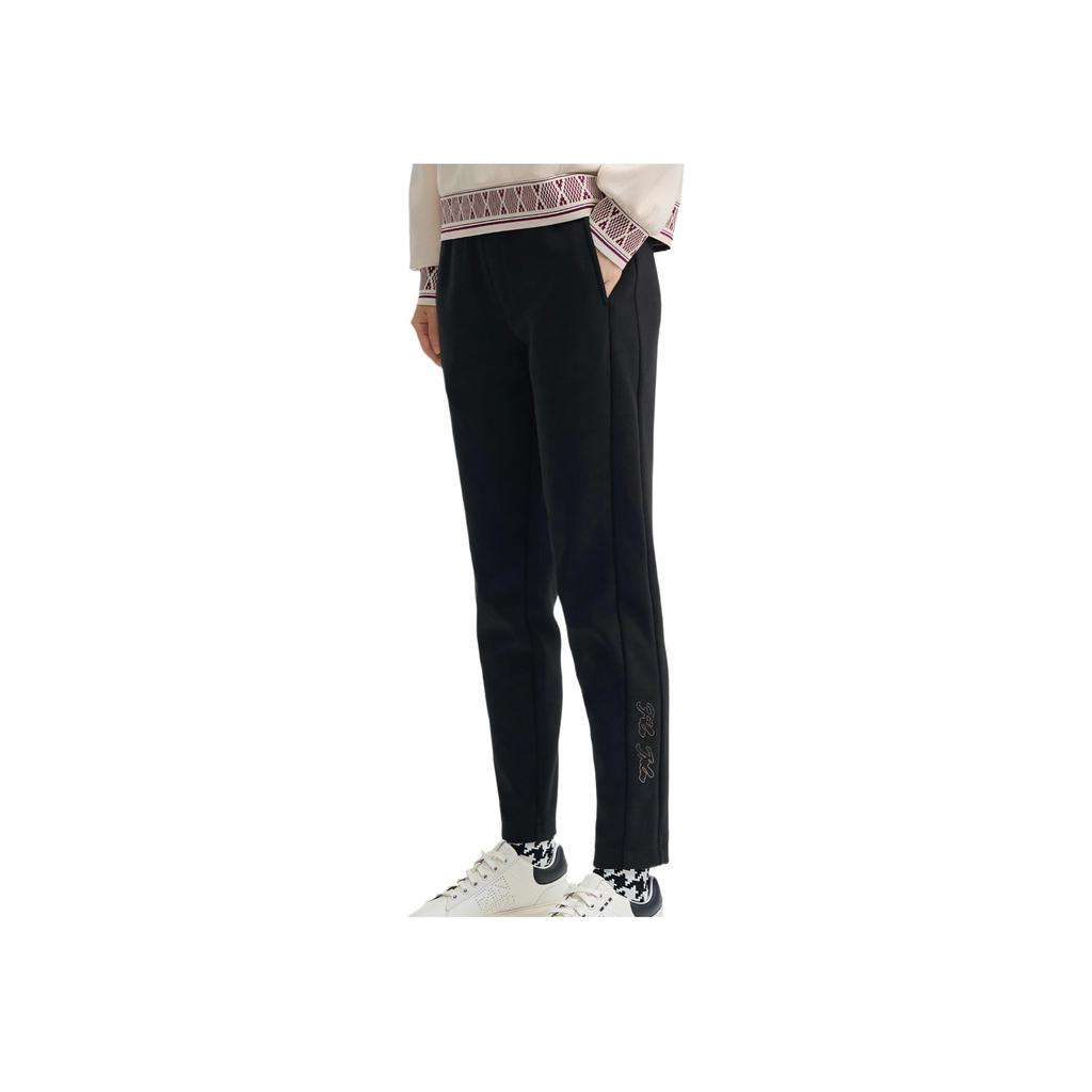 Fila Fashion Versatile Soft Skin-Friendly Knitted Sports Pants Women Bottoms Black F11W443605A-BK