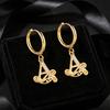 Stainless Steel Plated 18K Gold 26 Letter Earrings, Luxury Wave Zircon Earrings Temperament Earrings