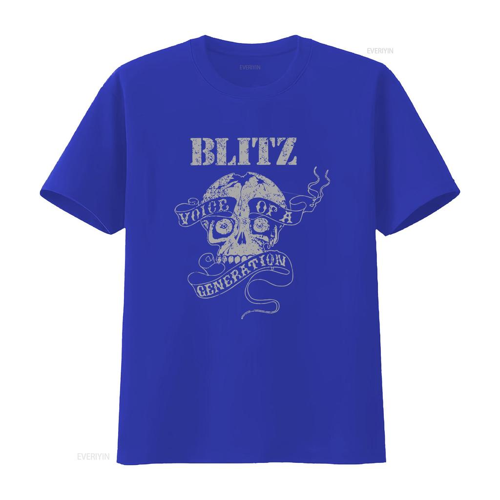 BLITZ Voice of a Generation Skull Print Black T Shirt for Men Small vintage Washed Breathable homme streetwear Casual Unisex
