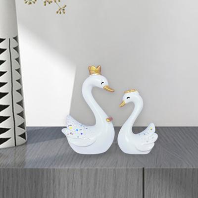 1 Paar schicke dekorative Schwanen-Kuchenfiguren, Ornamente, lächelnde DIY-Kuchenbacken-Schwanen-Statuenaufsätze