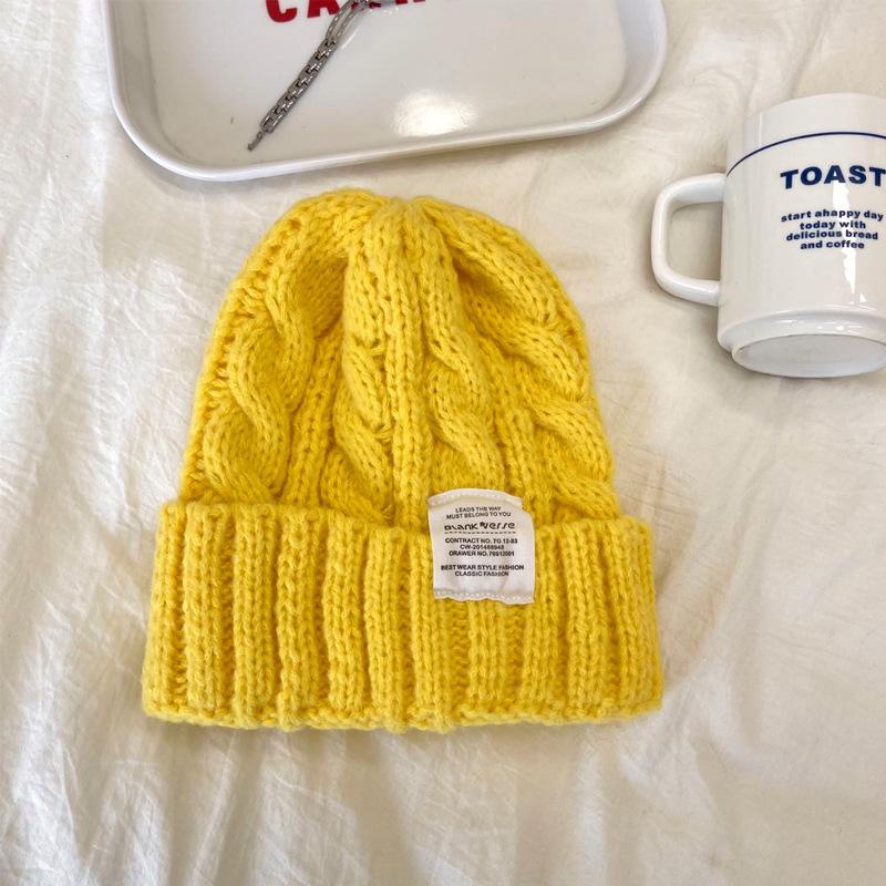 Candy-colored Twist Knitted Hat Cone Top Age-reducing Cute Girl Wool Hat Autumn and Winter Student Warm Ear Hat