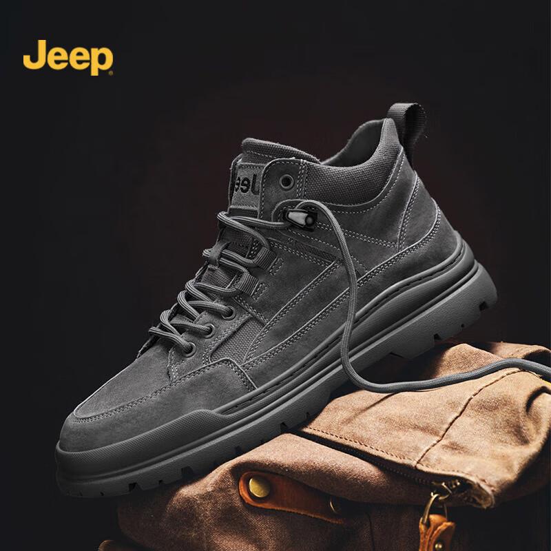 Jeep Men s Low-Top Casual Pigskin Outdoor Shoes 42 темно-серого