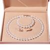 White Bead Sweet Light Luxury Women's Neck Chain Necklace Three-piece Set Mom Chain Jewelry