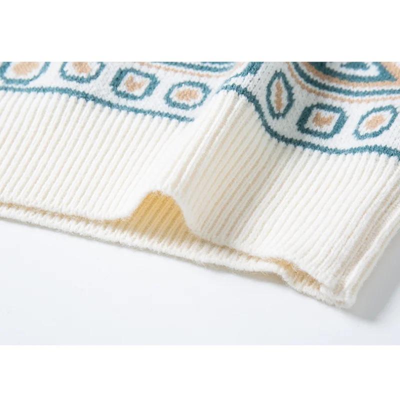 Men's Round Neck Pullover Personalized Ethnic Style Thickened Loose Korean Sweater Knitted Bottoming Shirt Top