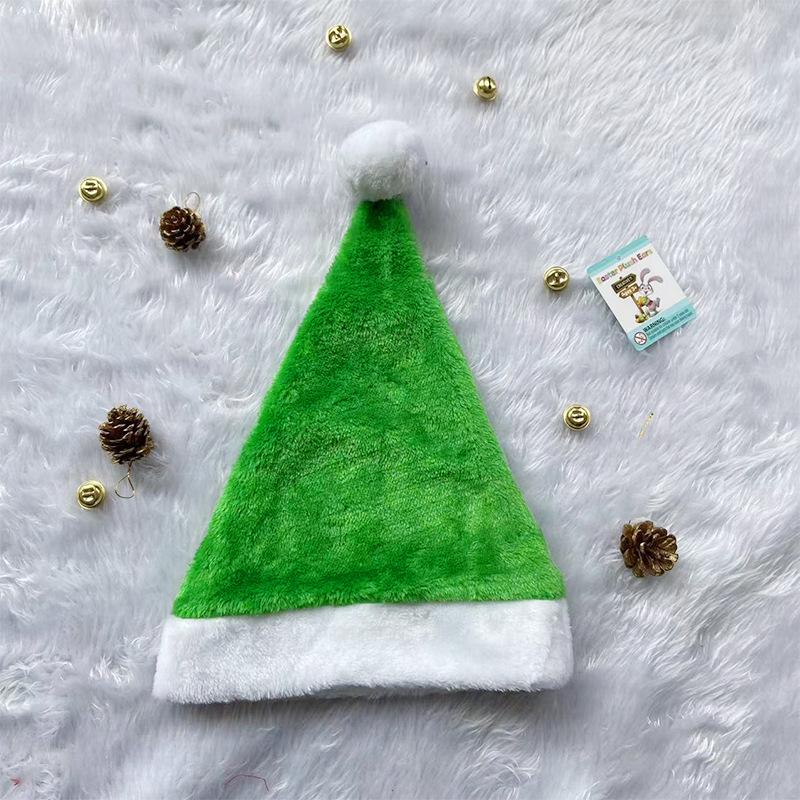 Seven-Color Plush Santa Hat Christmas Decor: Red, Blue, Purple, Coffee, Yellow, Pink, Green