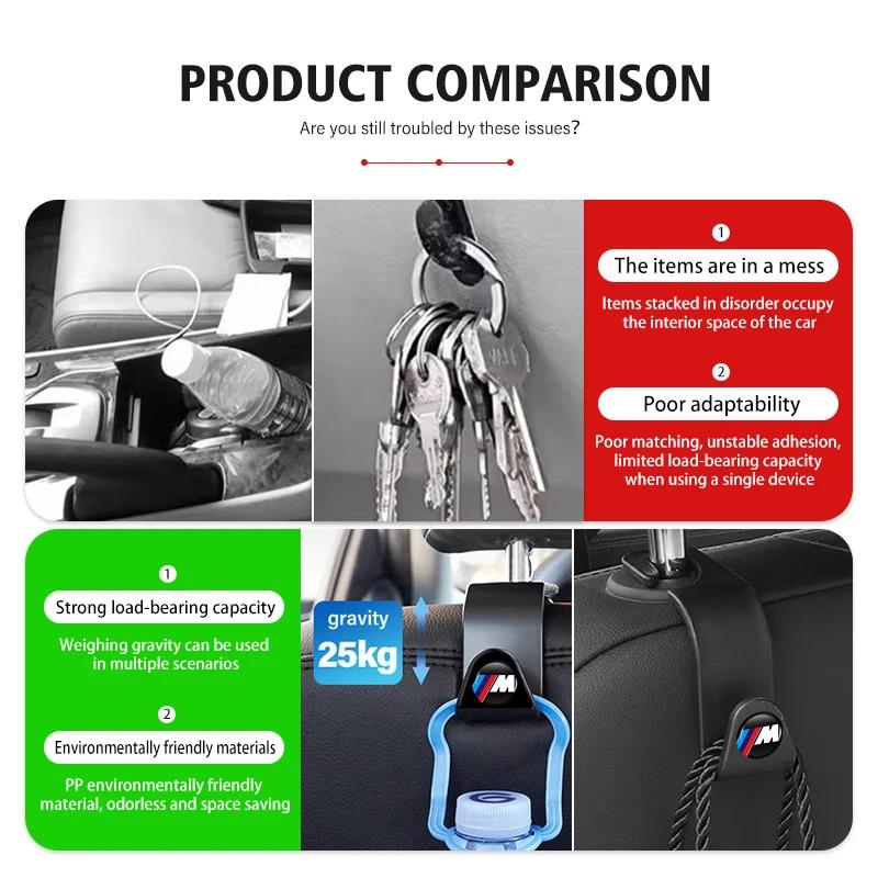 SNLL4 2/4pcs Car Seat Headrest Hook Storage Hanger Organizer Accessories For BMW M 1 3 4 5 6 7 Series X1 X3 X4 X5 G20 G38 F48 E36 E39