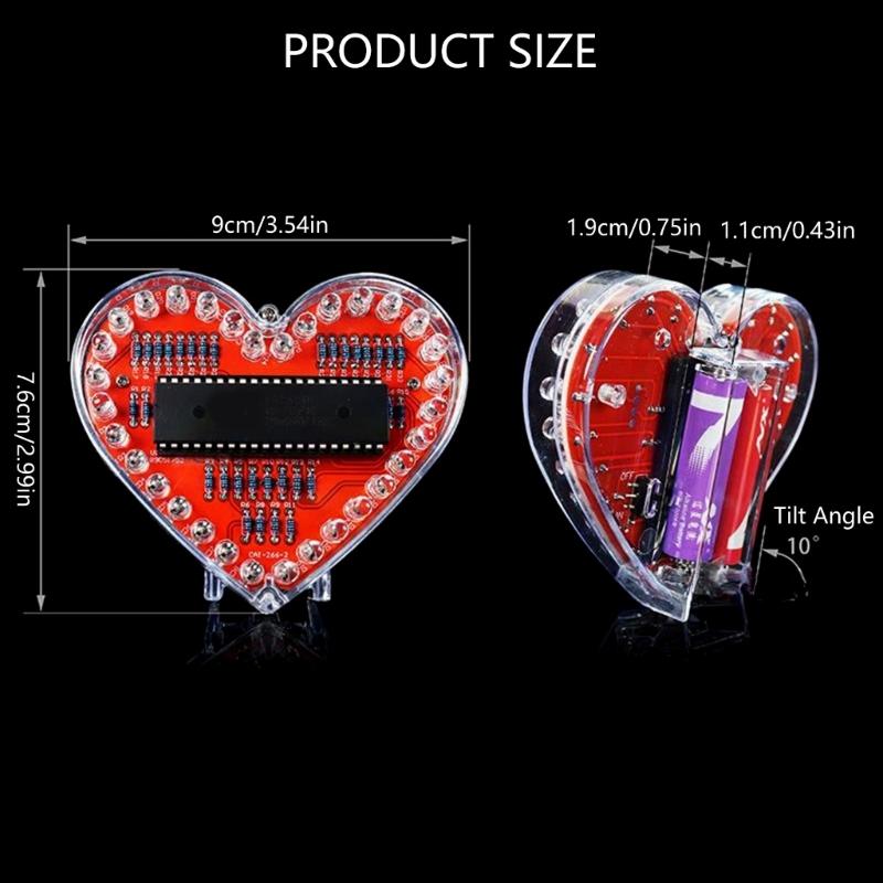 Kit di Saldatura LED RGB a Forma di Cuore per Appassionati del Fai-da-te, Set Elettronico Educativo per Studenti e Regalo Creativo