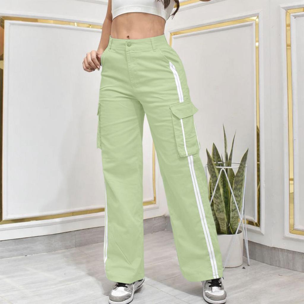 Damen Freizeithosen Cargo Jogginghosen Farbe mit Kordelzug Taille, Elastischer Bund, Mehrere Taschen Hosen