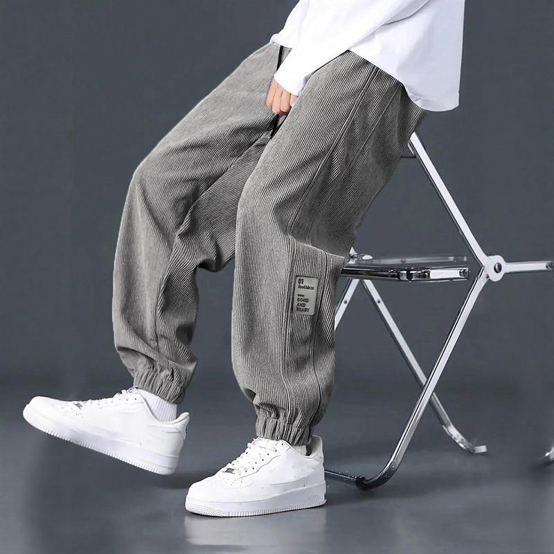Casual sports corduroy loose trendy brand men's trousers straight multi-pocket overalls