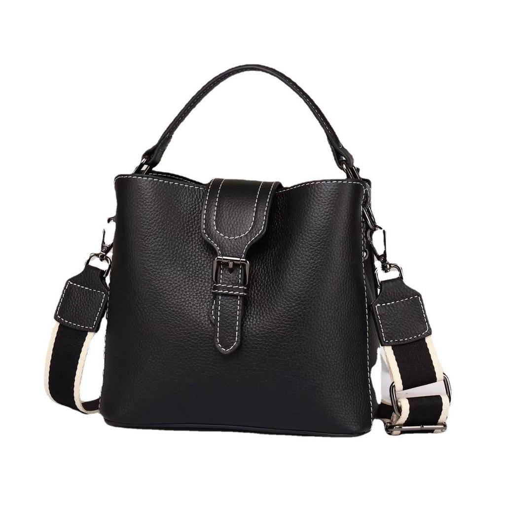 Genuine Leather Women's Versatile Shoulder & Messenger Bag - 2025 Fashion, Large Capacity, Portable Bucket Design