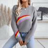 Vintage Print O Neck Loose Knitwear Cardigan Long Sleeve Sweater Top for Autumn Winter