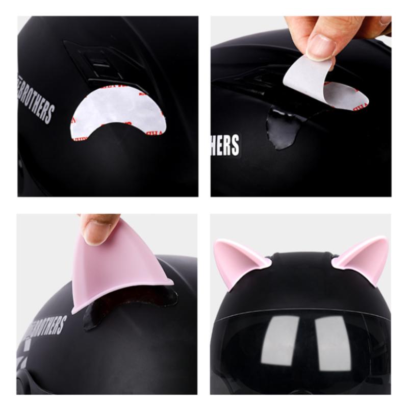 SEAMETAL 2Pc Motorcycle Helmet Cat Ears Cute Decoration Style Helmet Universal Accessories