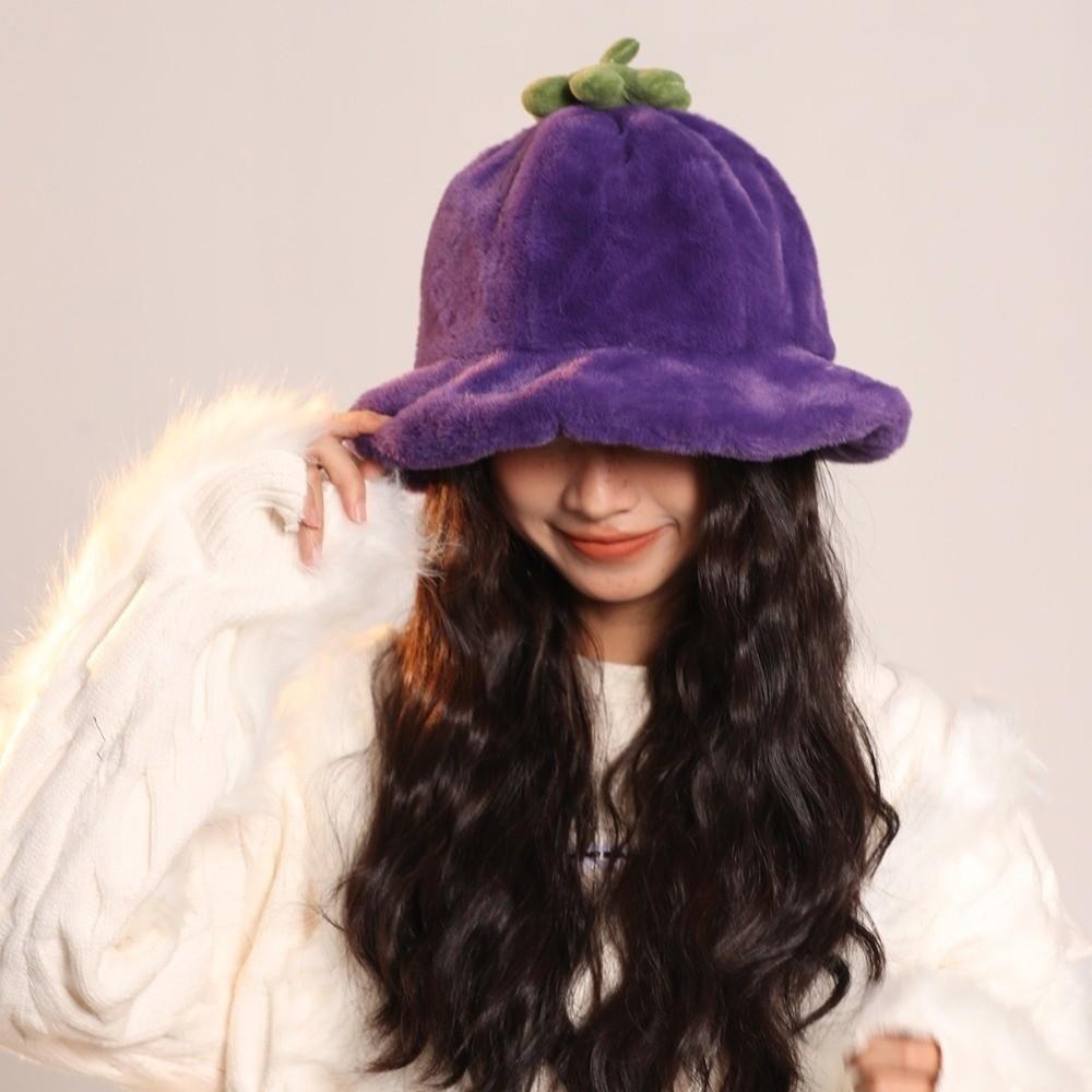 Tomato Winter Fisherman Hat Rolled-up Beanie Hat Cute Plush Bucket Hat  Outdoor