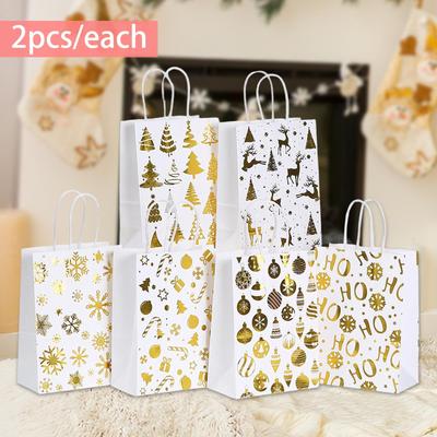 12 Stück Geschenktüten Aufbewahrungsorganizer Weiß Gold Festival Handtasche Party für Feiern